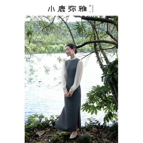 小鹿弥雅新中式假两件旗袍裙秋