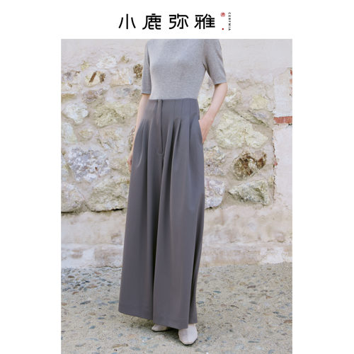 小鹿弥雅《走马》垂坠大气显瘦显高！简约百搭高腰阔腿长裤