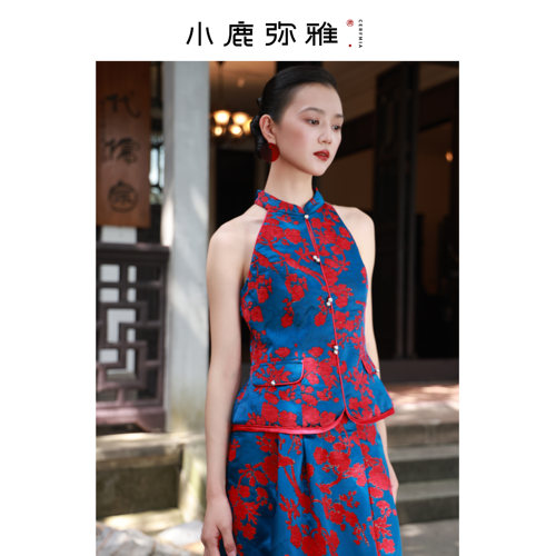 小鹿弥雅《青鸾》原创新中式提花套装裙新娘晨袍礼服敬酒服