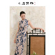 无袖 系列原创新中式 植绒显瘦旗袍连衣长裙夏 青花 小鹿弥雅