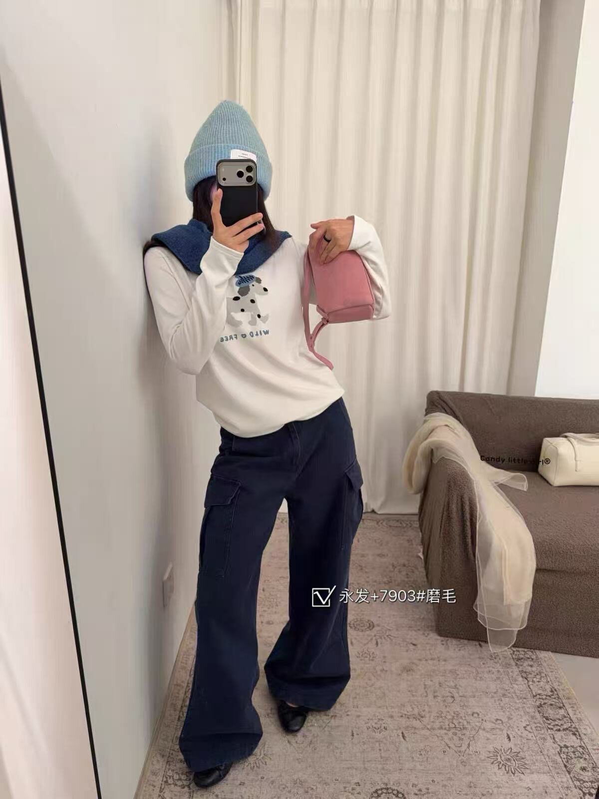 韩系新款可爱休闲风卡通小狗印花圆领T恤女秋冬减龄显瘦打底衫903