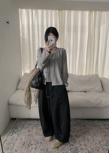 H-XL韩系秋冬新款高腰宽松韩版百搭休闲裤气球裤卫裤女阔腿裤6636