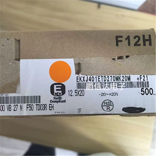全新EKXJ401ETD270MK20M 直插铝电解电容 D12.5xL20mm ±20% 27uF