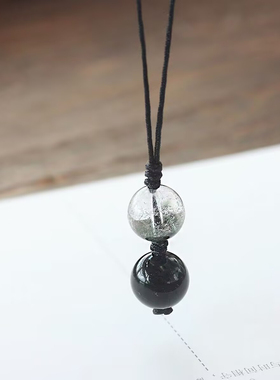 绿幽灵黑曜石手机链补喜木水男女