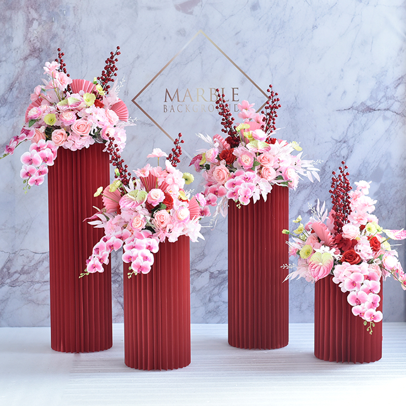 路引花球仿真花车展折纸柱花柱橱窗布置婚礼酒吧KTV装饰立柱摆件