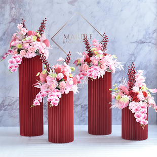 路引花球仿真花车展折纸柱花柱橱窗布置婚礼酒吧KTV装饰立柱摆件