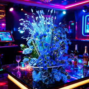 商业KTV茶几摆台花艺生日派对包厢桌面假花酒店婚礼螺旋桌花装饰