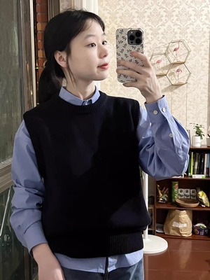 送运费险~秋季圆领毛衣叠穿套装