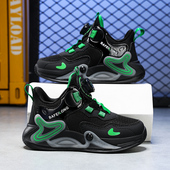 子DR 中大童防水皮面女童跑步鞋 儿童篮球鞋 春秋透气网布男童运动鞋