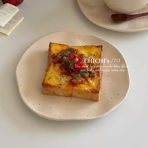 复古泼墨墨点大号陶瓷盘