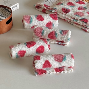 一组4块 很好用珊瑚绒吸水抹布粉色草莓清洁巾擦碗布厨房宿舍清洁