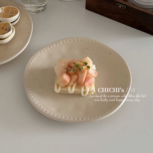 ins风哑光复古不规则陶瓷盘