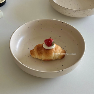 ins风餐具大碗家用大汤碗拌面嗦粉陶瓷碗小众卡其色泼墨碗
