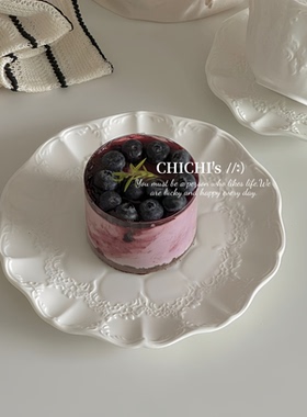 白色法式立体浮雕系列餐具家用盘子平盘浅盘下午茶咖啡杯碟甜品盘