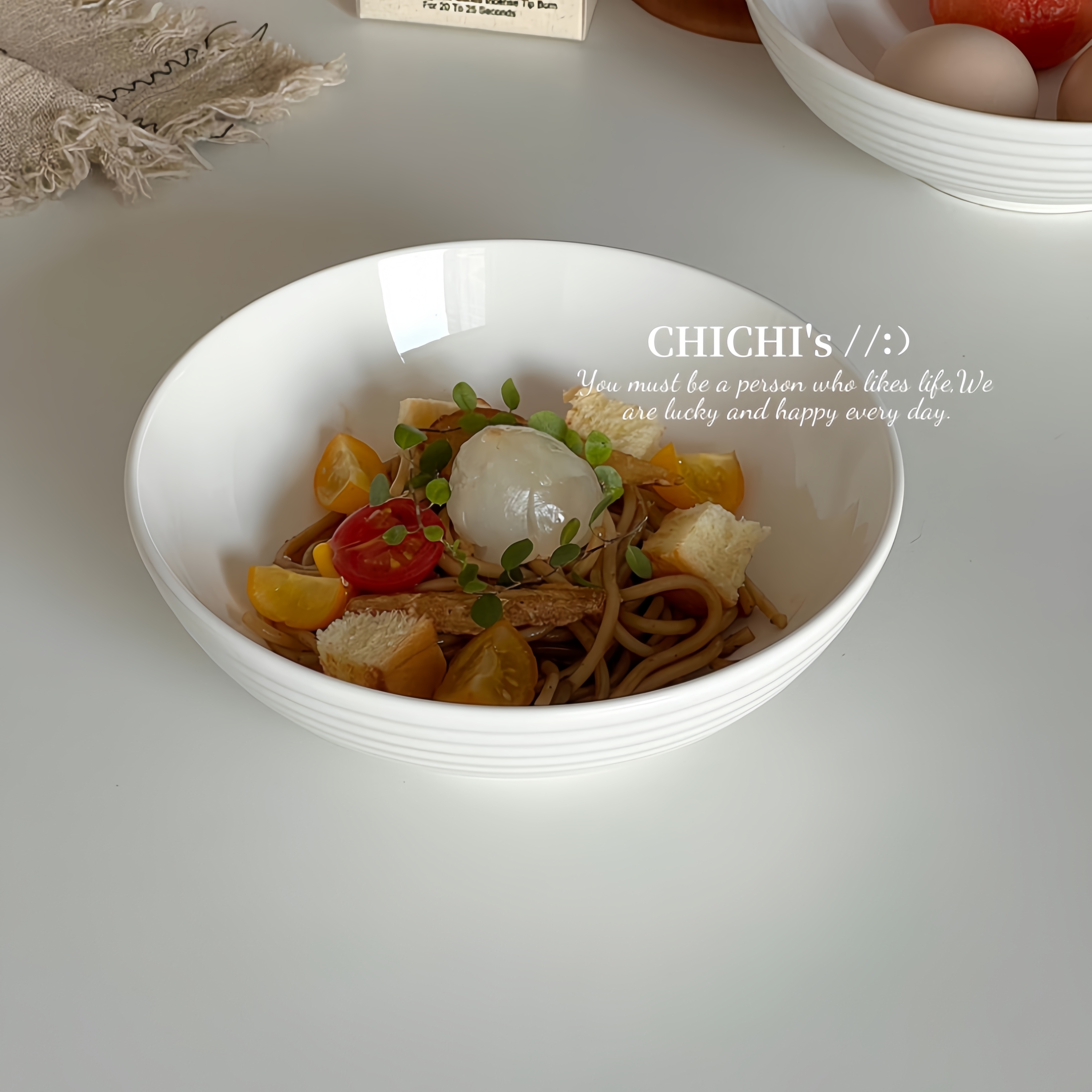 ins风简约白色陶瓷碗家用
