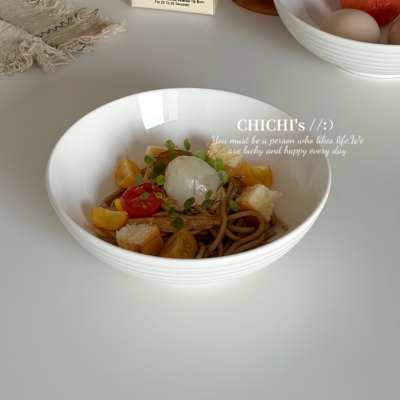 ins风简约白色陶瓷碗家用