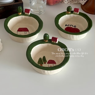 ins风可爱卡通水果沙拉碗家用陶瓷饭碗燕麦片早餐甜品碗酸奶碗