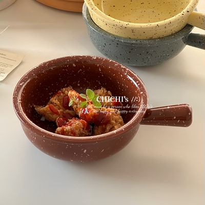 陶瓷小众设计单柄碗釉下彩一人食