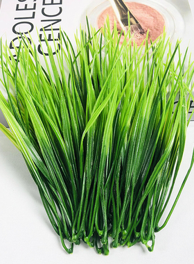 小春草仿真叶子diy手工绿植小草墙壁装饰水草蛋糕造景塑料假花