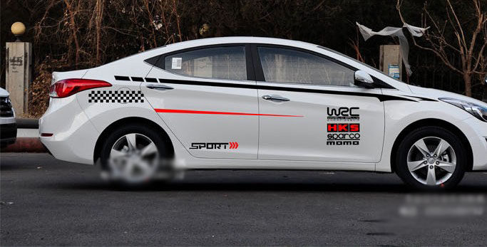 起亚K2K3K4K5改装贴纸拉花现代伊兰特悦动车身贴车身腰线彩条