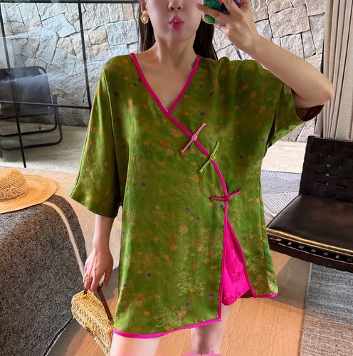 加工香云纱红云纱新中式上衣