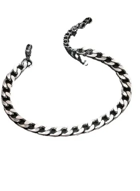 手链冷淡风手饰嘻哈钛钢简约潮酷手镯情侣女生不掉色古巴链男士夏