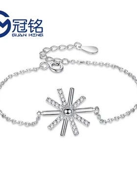 冠铭银饰手饰s925手链太阳花配饰时尚女款纯银韩版微镶
