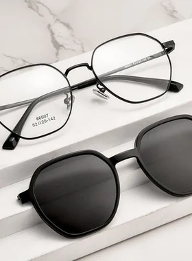 金属眼镜太阳镜眼镜架复古近视眼镜框新款86007丹阳磁吸多边形女