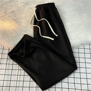 薄款 百搭男垂感长裤 子春季 直筒潮流宽松华夫格运动卫裤 阔腿 休闲裤