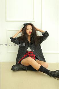 韩国春stylenanda复古格纹长袖衬衫女BF宽松格子衬衣oversize大码