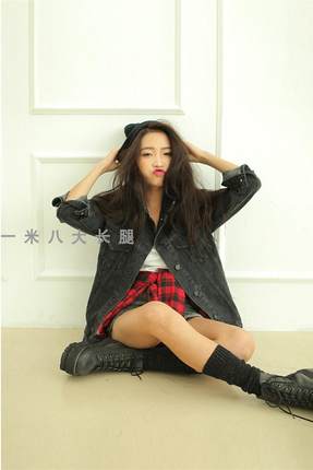 韩国春stylenanda复古格纹长袖衬衫女BF宽松格子衬衣oversize大码