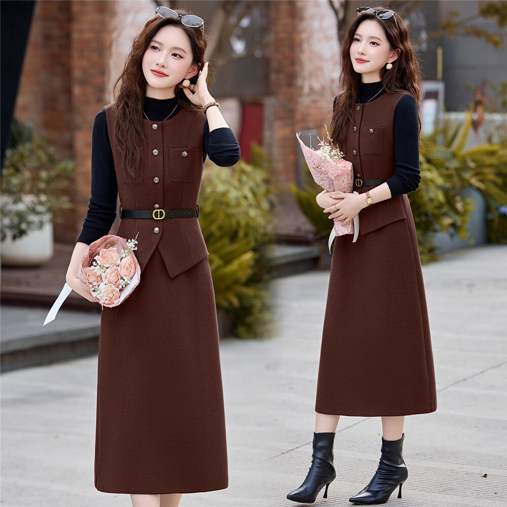 小香风毛呢背带套装连衣裙女冬季法式流行显瘦内搭打底裙子两件套,女装/女士精品,时尚套装,淘宝优惠券,粉丝福利购,淘宝优惠卷