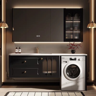 法式阳台洗衣机一体浴室柜组合柜