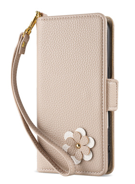 荔枝纹小花适用iPhone17/air/13/12/11/14promax苹果15翻盖手机壳XR/XS手帐保护皮套插卡78plus高级感SE2/SE3