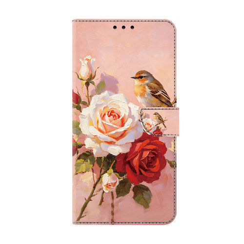 玫瑰花鸟适用GalaxyS26ultra/S25FE手机壳翻盖三星S24/S23u/S22plus/S21+/S20FE皮套S25edge防摔插卡保护帆盖