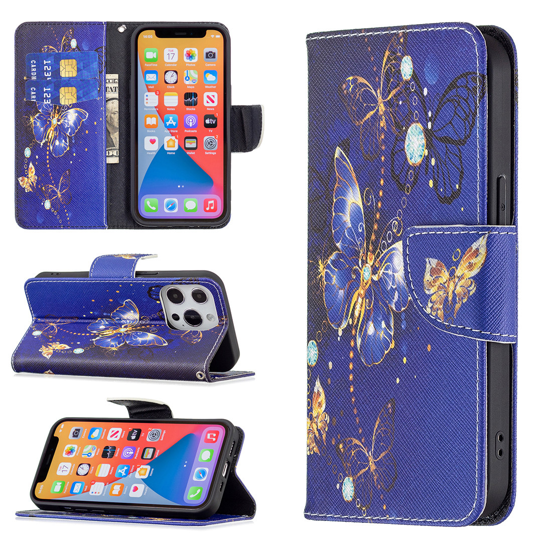 紫蝶适用iPhone16翻盖手机壳15pro彩绘电话壳14promax插卡保护皮套13plus掀盖插卡电话套12pro/mini