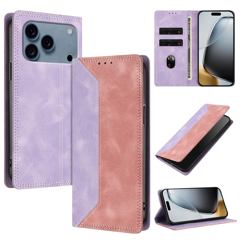 出口日本拼接对吸iPhone17pro/air/15promax苹果16e//14plus/13/11翻盖手机壳xr/xsmax保护皮套12mini防摔78