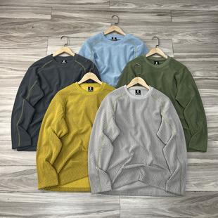 塔平替！吸湿透气动态保暖波纹肌理感户外中间层圆领套头抓绒卫衣