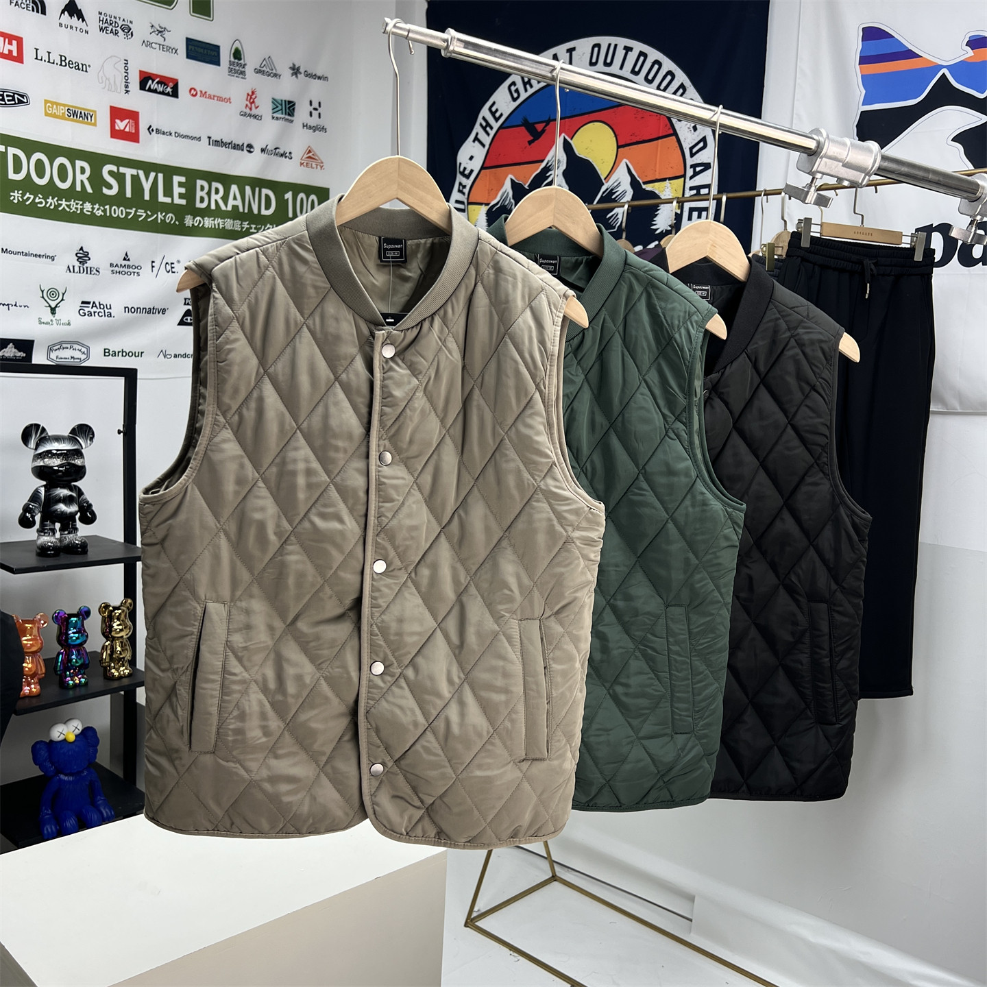 型暖兼备！户外工装风！秋冬男女菱形格夹棉背心纯色立领棉马甲潮,男装,常规马甲,淘宝优惠券,粉丝福利购,淘宝优惠卷