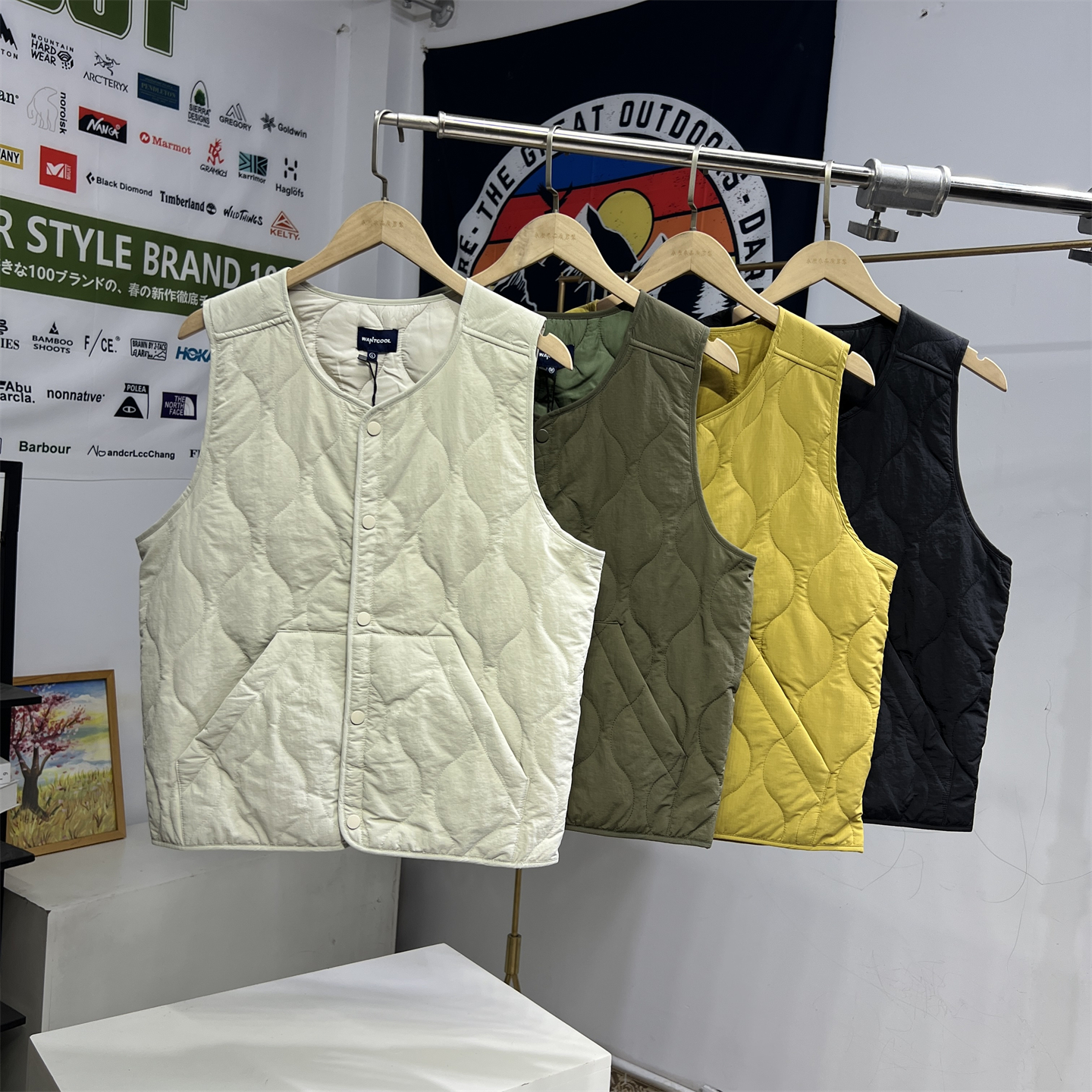 日系复古户外山系叠穿棉马甲背心