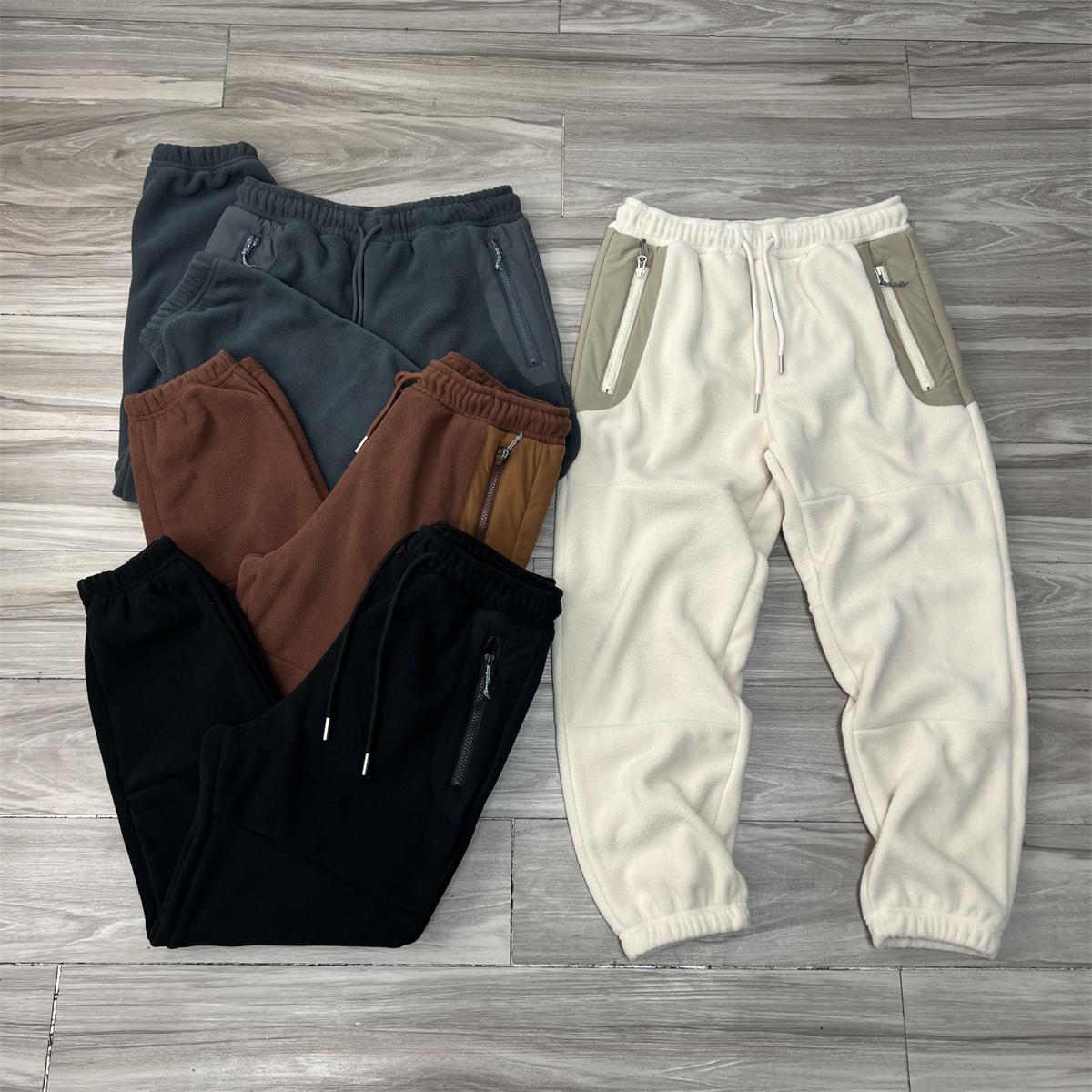 户外山系通勤百搭秋冬拼接登山布卫裤微锥摇粒绒束脚裤子男款秋冬