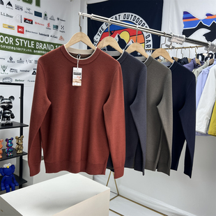 轻奢品质 绵羊毛混纺内里加绒 秋冬时尚撞色圆领毛衣男针织打底衫