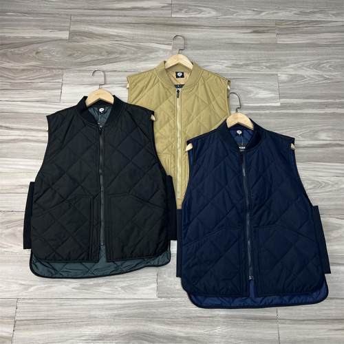 菱形绗缝棉衣马甲棒球领坎肩外套