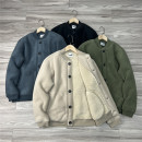 一件能过冬 加绒加厚防风保暖羊羔绒外套宽松复古棒球领夹克男女