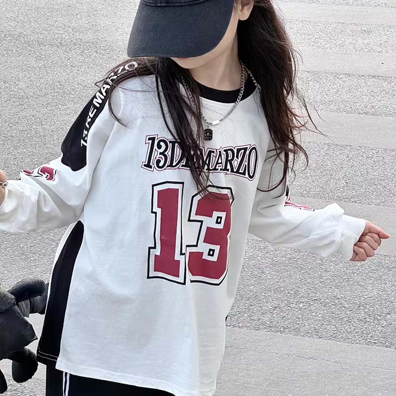 女童春秋棉双纱长袖打底T恤