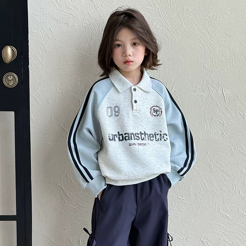 女童春季卫衣2026新款休闲POLO衫中大童儿童春秋款拼色洋气打底衫