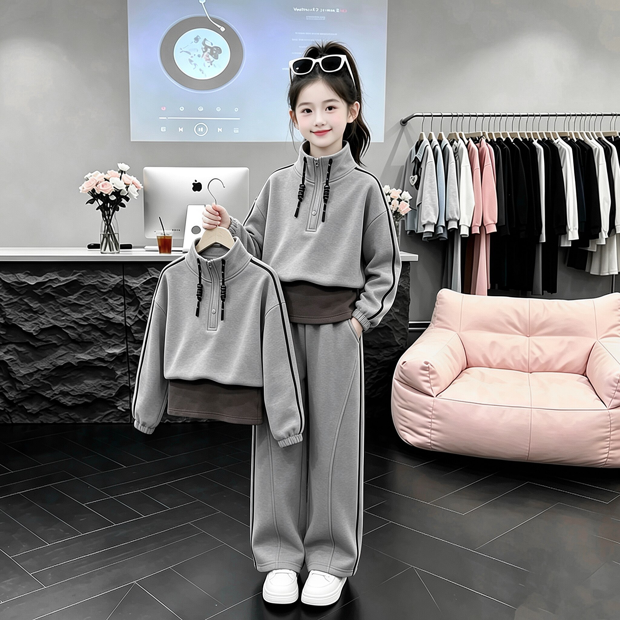 女童秋季宽松卫衣套装2026新款儿童秋装中大童春秋休闲运动两件套