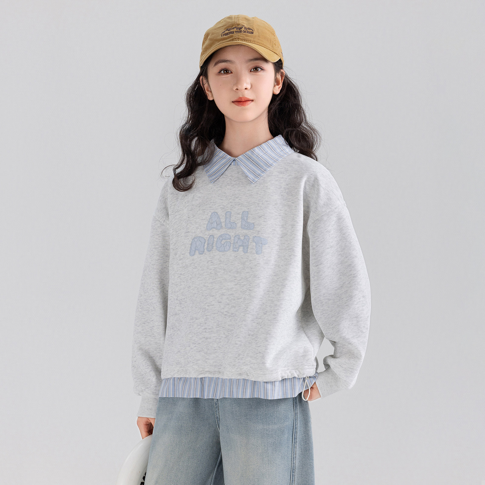 2026秋装新款女童卫衣套装儿童中大童洋气衬衫领上衣