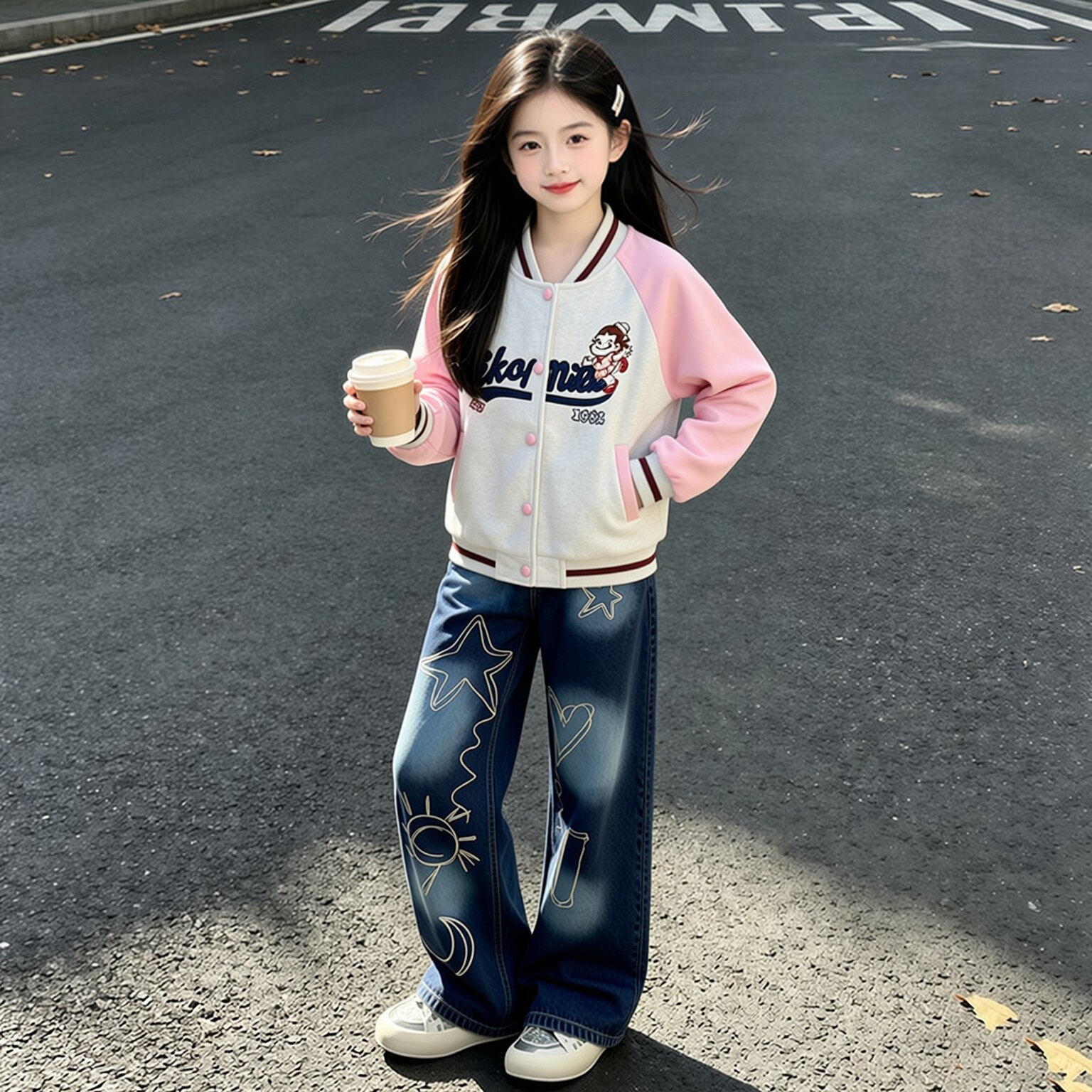 儿童秋装套装2026新款女大童夹克外套休闲牛仔阔腿裤女童韩版童装