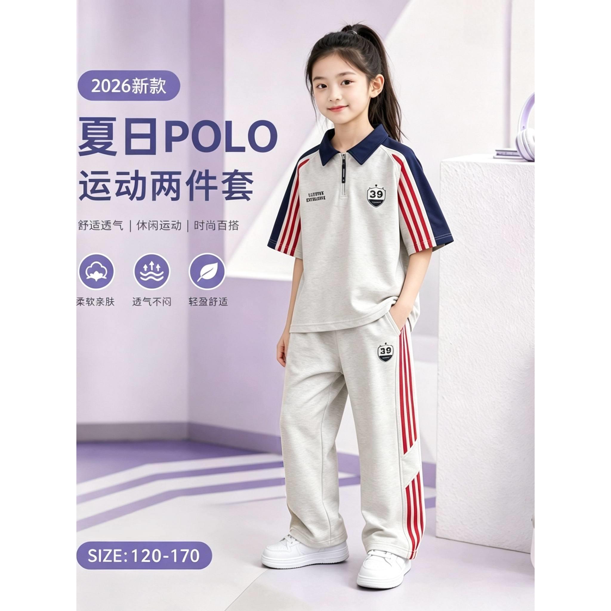 女童夏季POLO短袖运动两件套